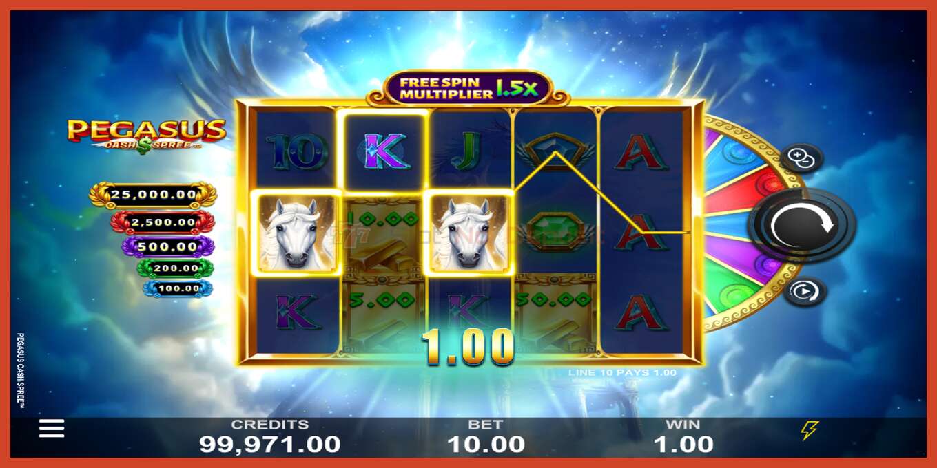 Slot screenshot: Pegasus Cash Spree no deposit, number - 3