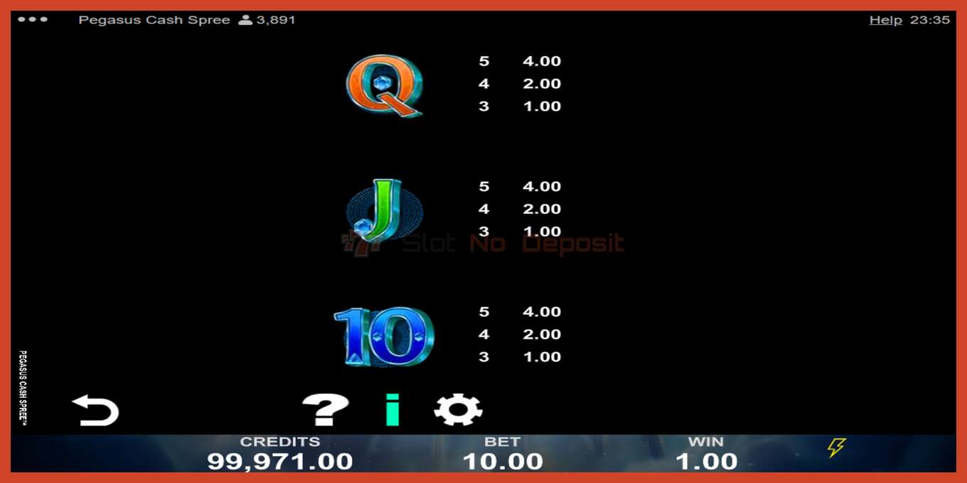 Slot screenshot: Pegasus Cash Spree no deposit, number - 6