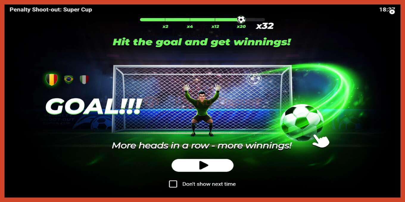 Slot screenshot: Penalty Shoot-Out: Super Cup no deposit, number - 1