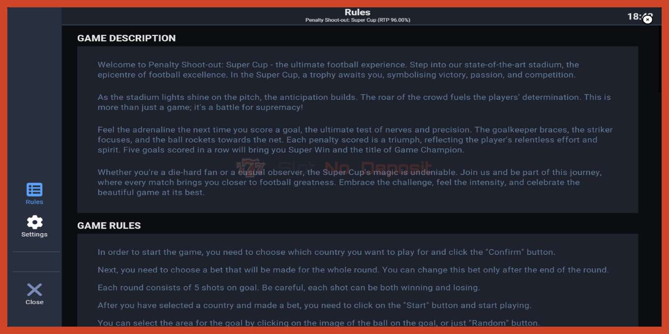 Slot screenshot: Penalty Shoot-Out: Super Cup no deposit, number - 5