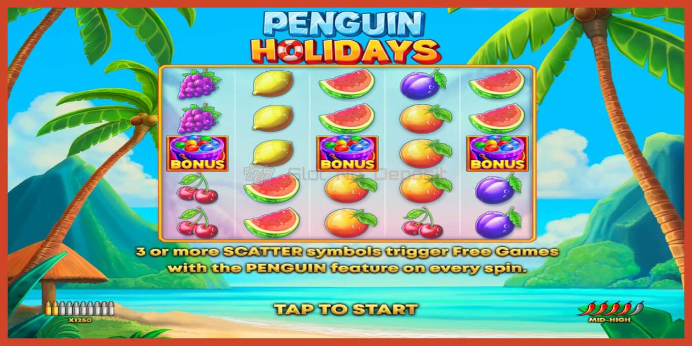 Captura de pantalla de la ranura: Penguin Holidays sin deposito, número - 1