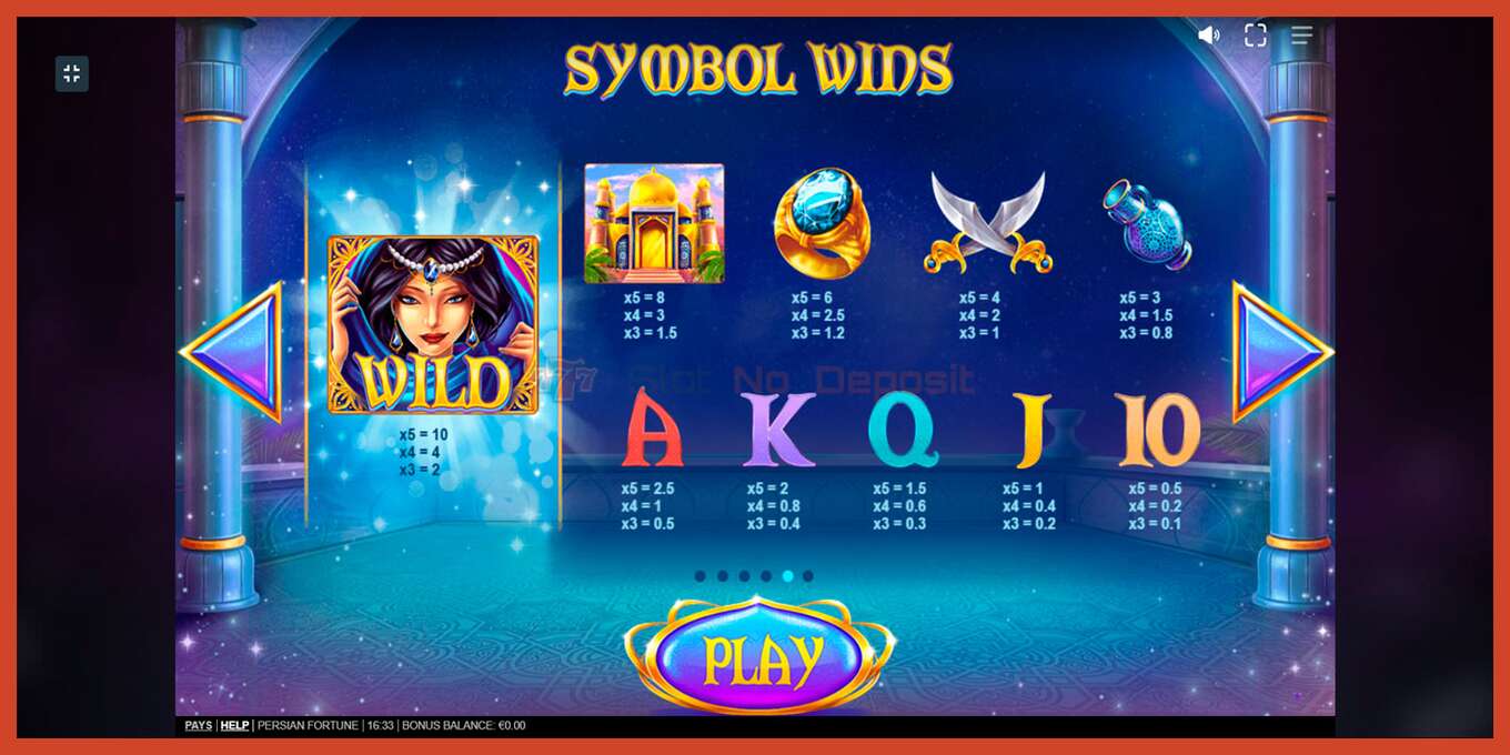 Slot screenshot: Persian Fortune no deposit, number - 4