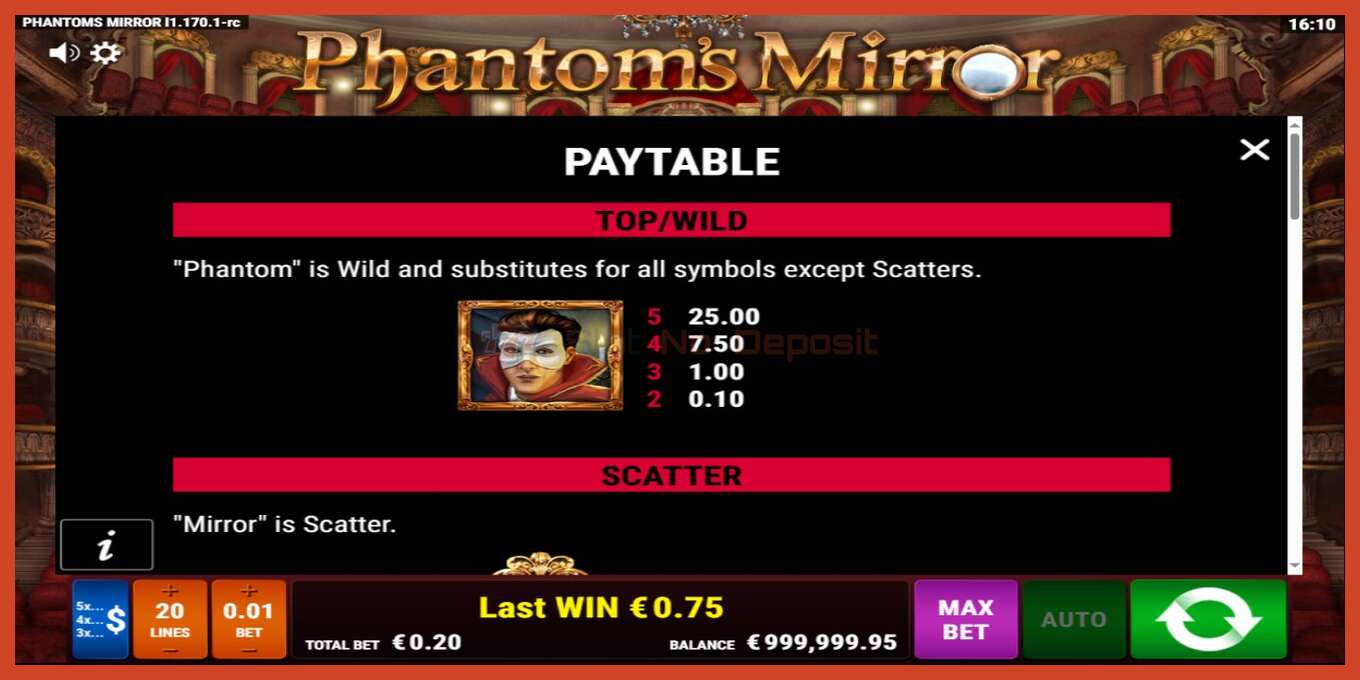 Slot screenshot: Phantoms Mirror no deposit, number - 5