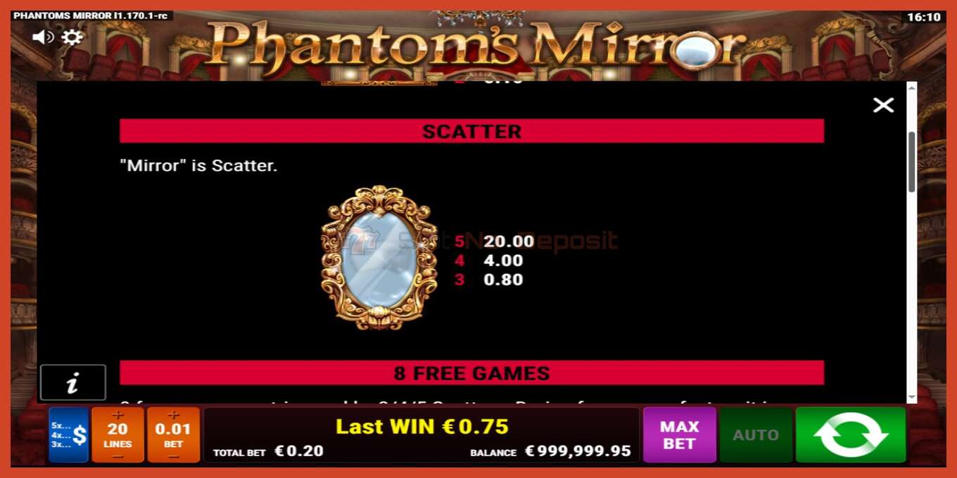 Slot screenshot: Phantoms Mirror no deposit, number - 6