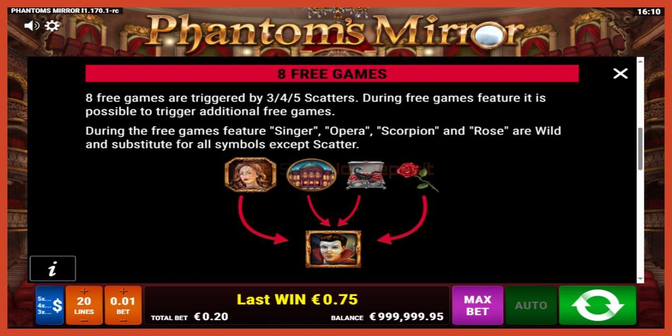 Slot screenshot: Phantoms Mirror no deposit, number - 7