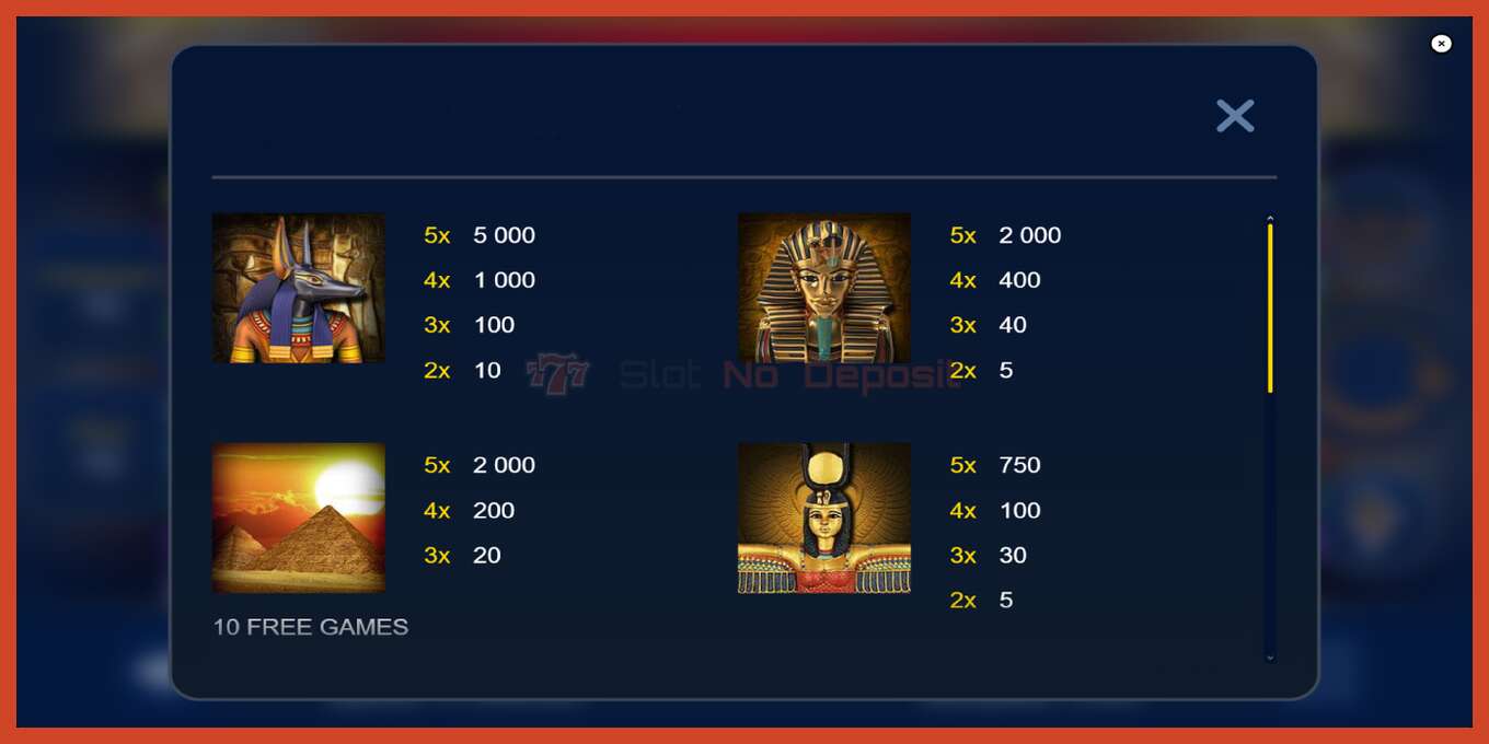 Slot screenshot: Pharaohs Mysteries no deposit, number - 5