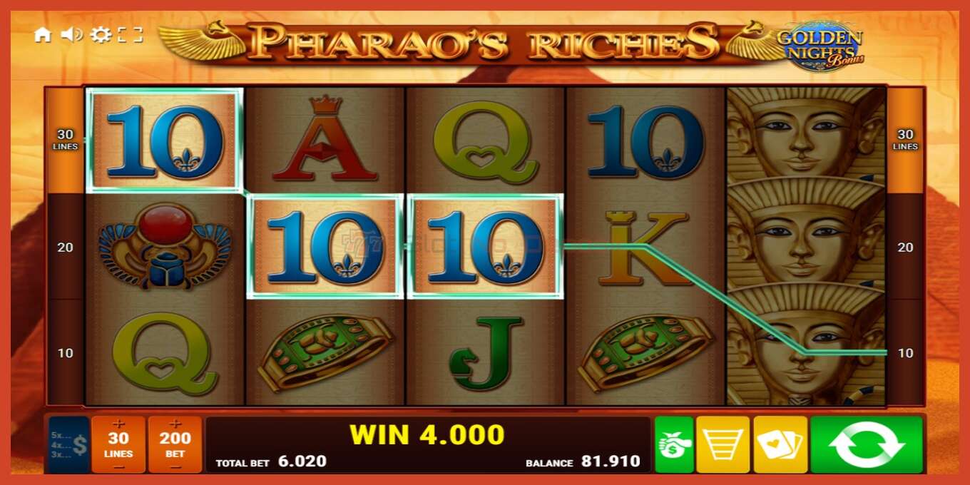 Slot screenshot: Pharaos Riches Golden Nights no deposit, number - 3