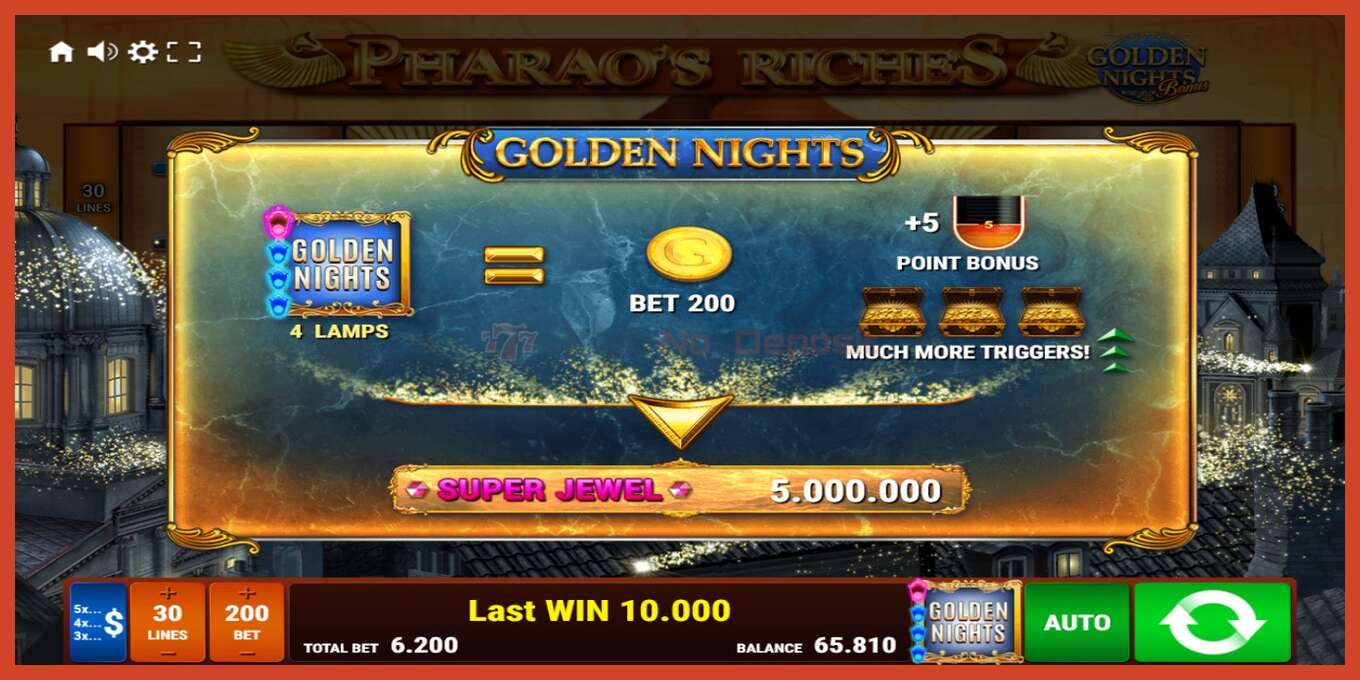 Slot screenshot: Pharaos Riches Golden Nights no deposit, number - 7