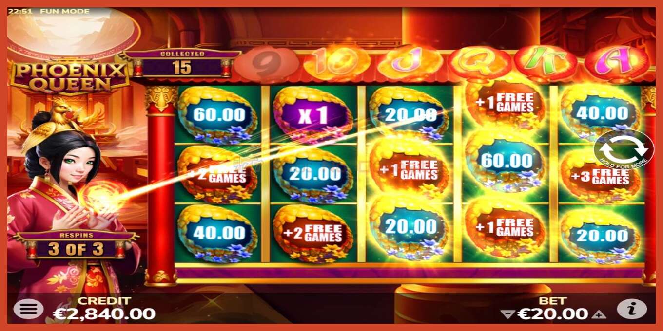 Slot screenshot: Phoenix Queen no deposit, number - 5