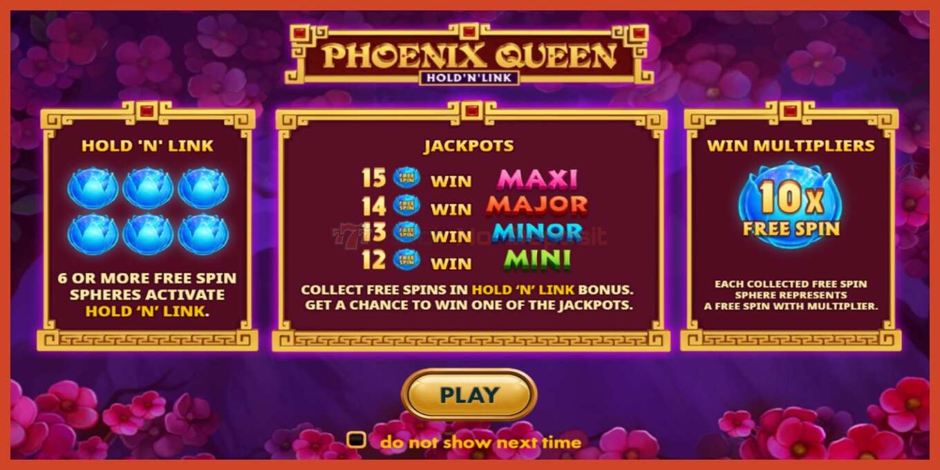 Yuva ekran görüntüsü: Phoenix Queen Hold N Link depozito yok, sayı - 1