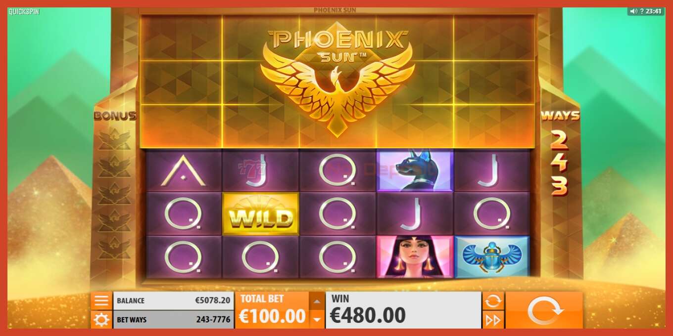 Slot screenshot: Phoenix Sun no deposit, number - 1