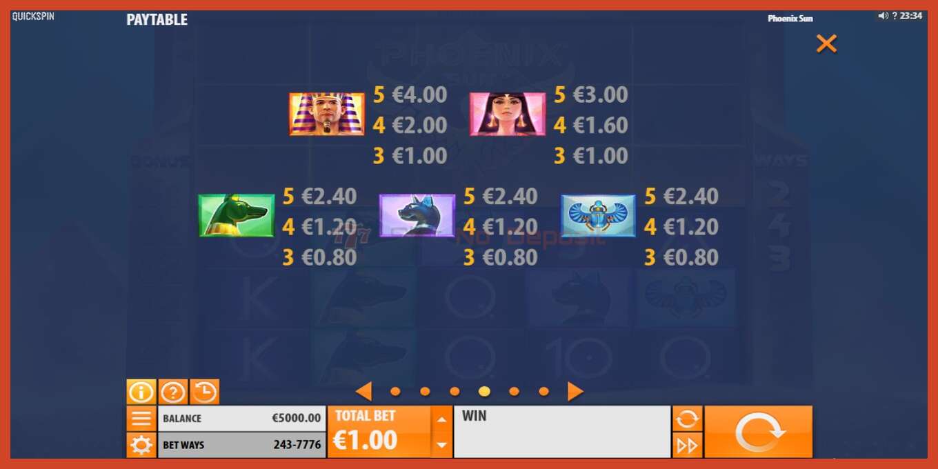 Slot screenshot: Phoenix Sun no deposit, number - 3