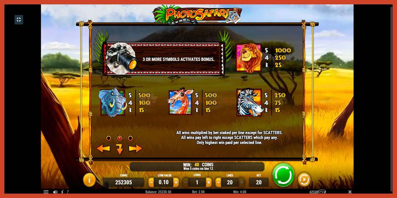 Slot screenshot: Photo Safari no deposit, number - 7