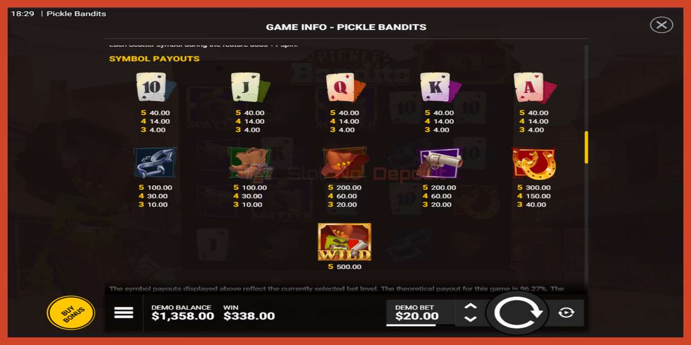 Slot screenshot: Pickle Bandits no deposit, number - 6