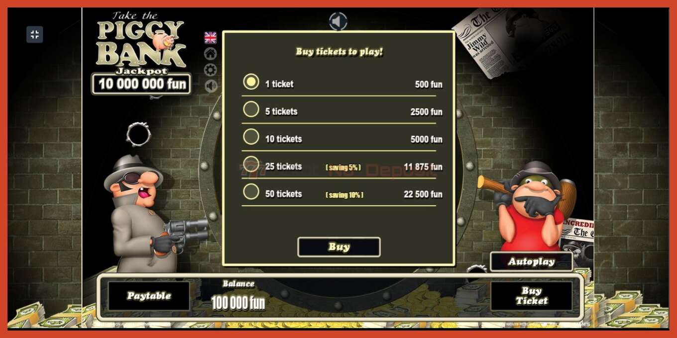 Slot screenshot: Piggy Bank no deposit, number - 1