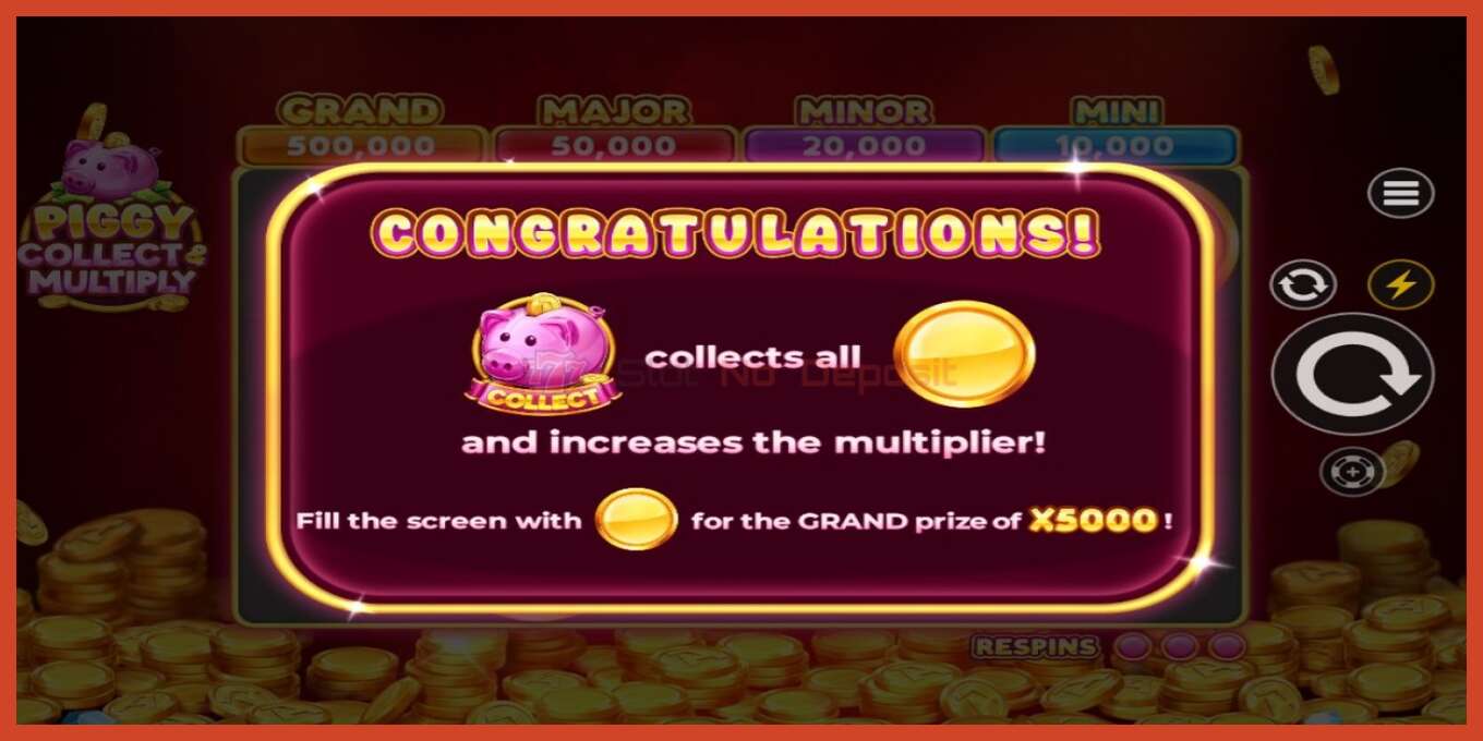 Slot скриншоту: Piggy Collect & Multiply депозит жок, саны - 3