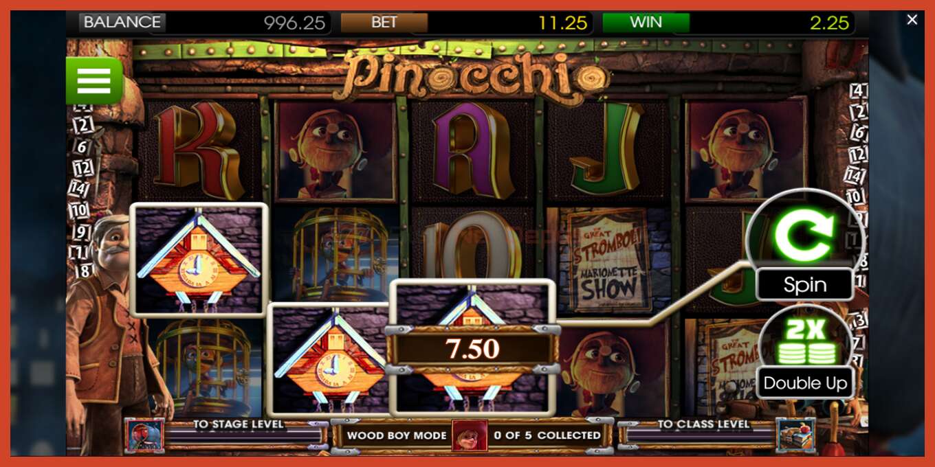 Slot screenshot: Pinocchio no deposit, number - 2