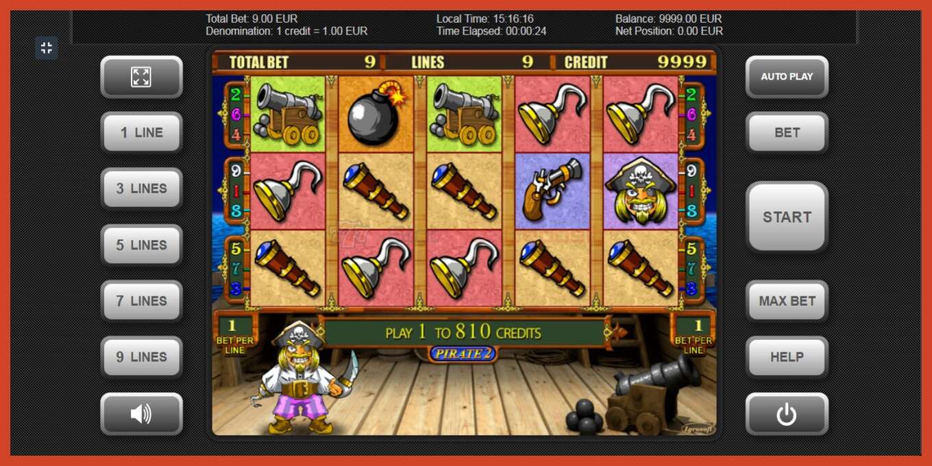 Slot screenshot: Pirate 2 no deposit, number - 1