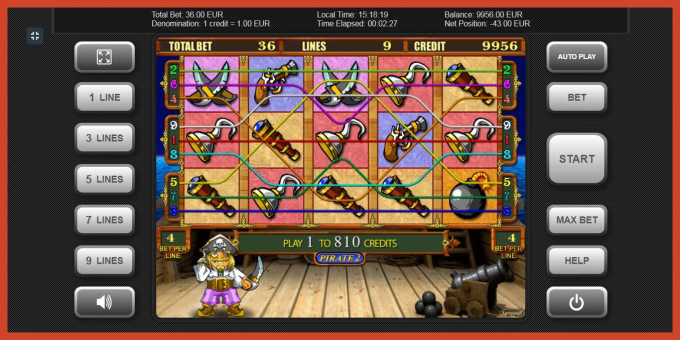 Slot screenshot: Pirate 2 no deposit, number - 3