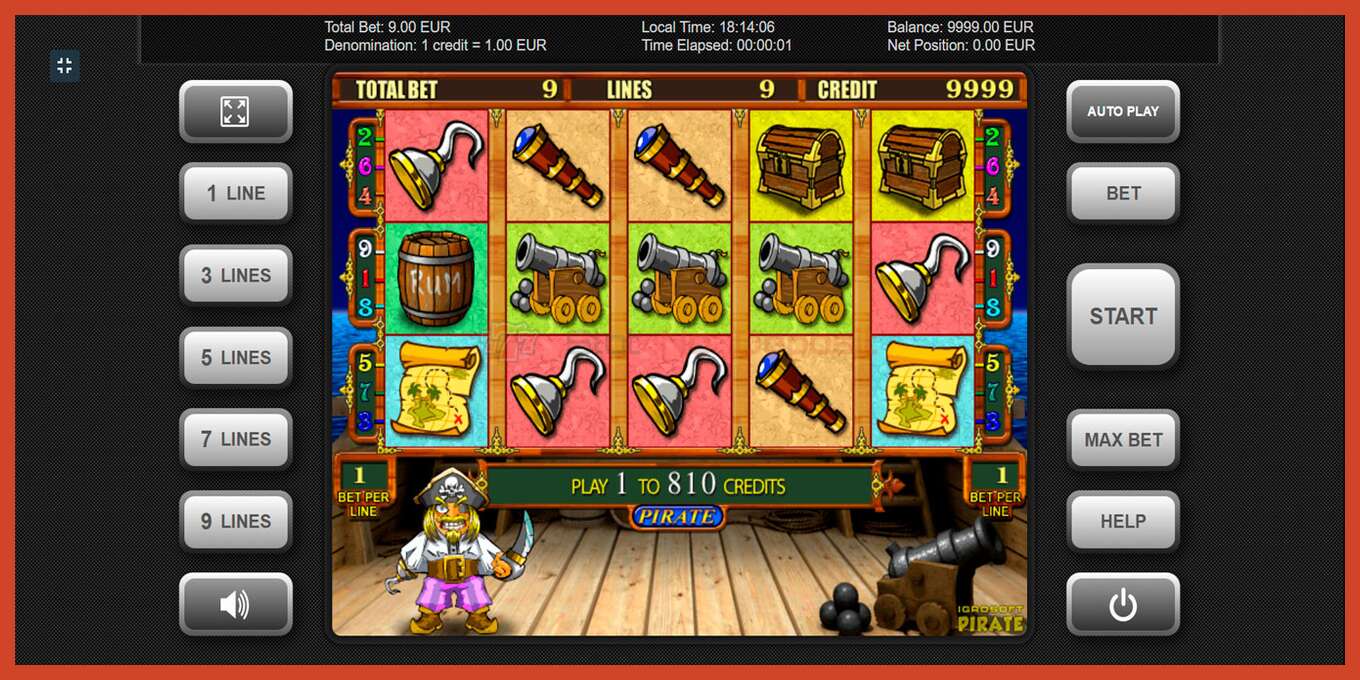 Slot screenshot: Pirate no deposit, number - 1