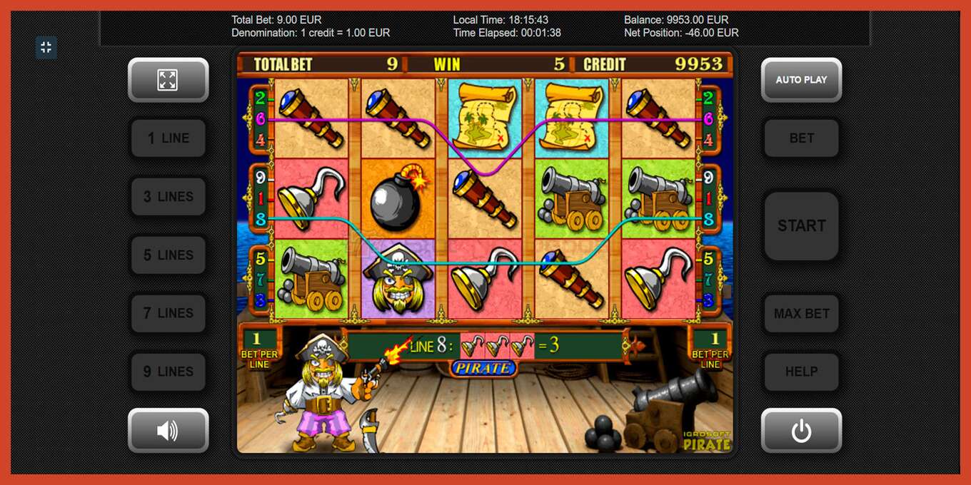 Slot screenshot: Pirate no deposit, number - 7