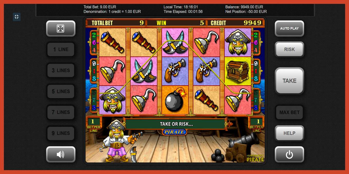 Slot screenshot: Pirate no deposit, number - 8