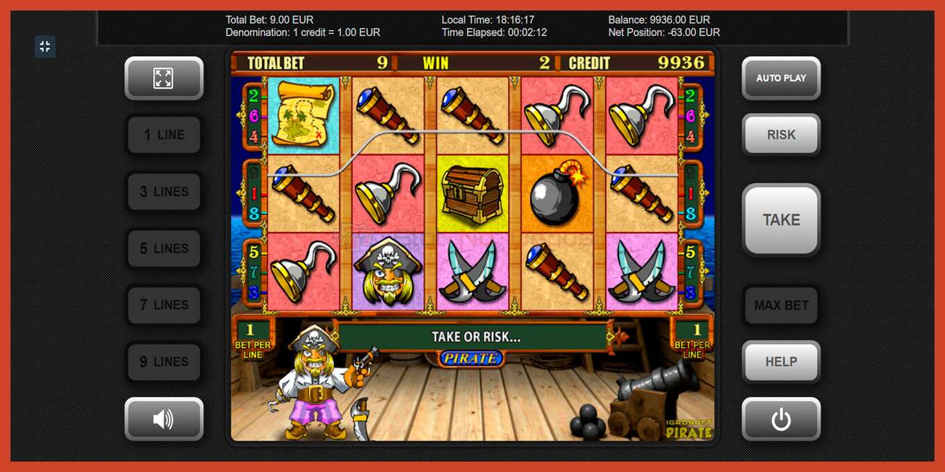 Slot screenshot: Pirate no deposit, number - 9