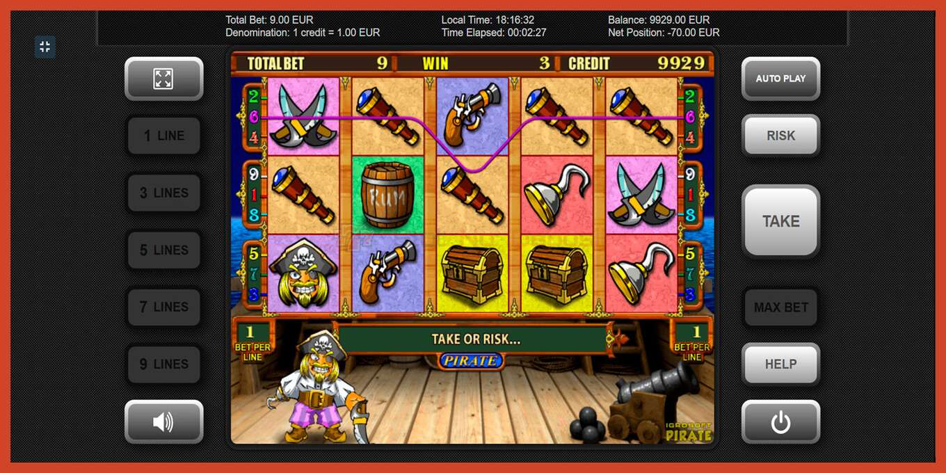 Slot screenshot: Pirate no deposit, number - 10