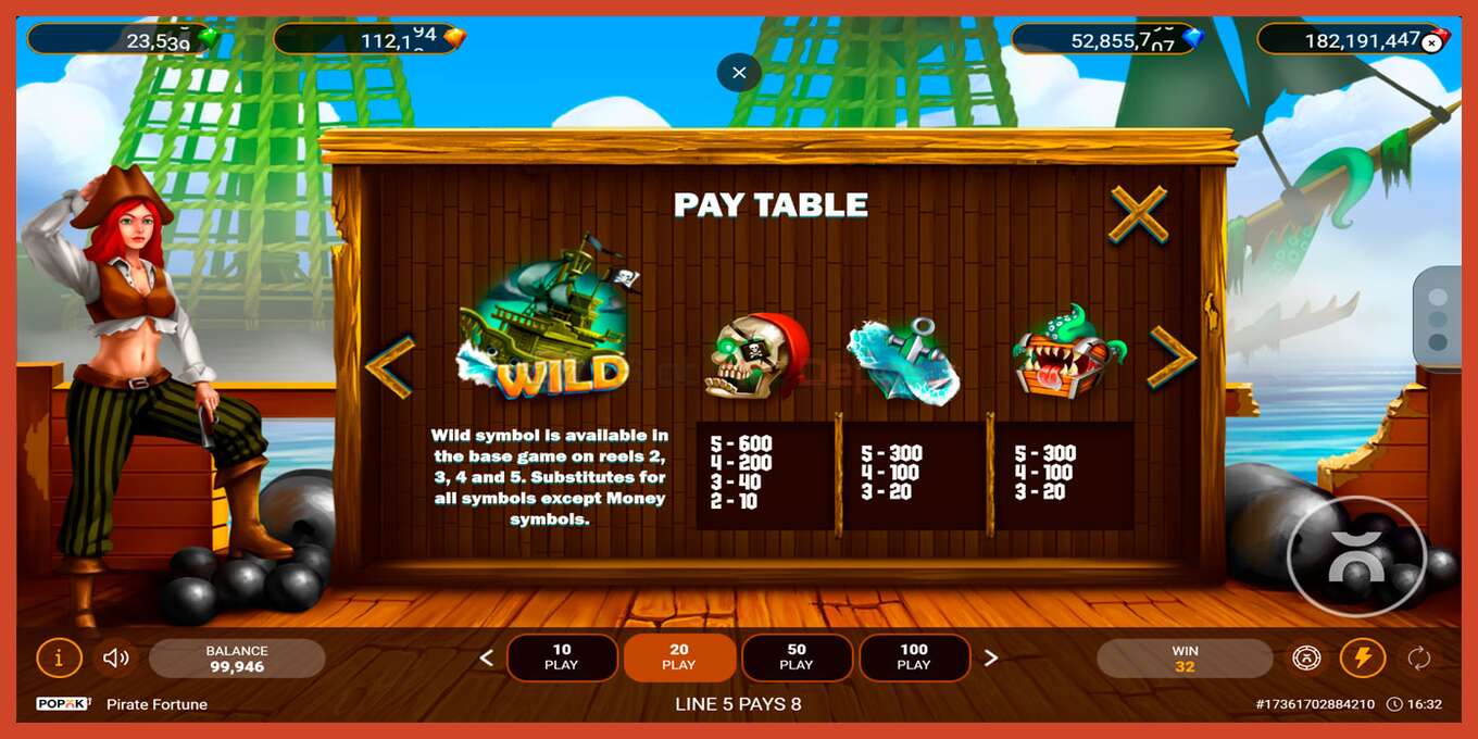 Slot screenshot: Pirate Fortune no deposit, number - 6