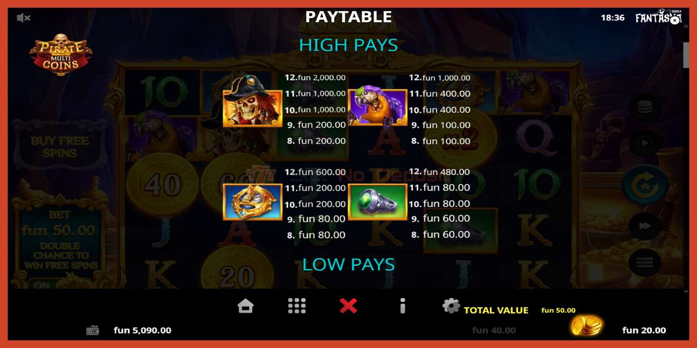 Tangkapan skrin slot: Pirate Multi Coins tiada deposit, nombor - 5