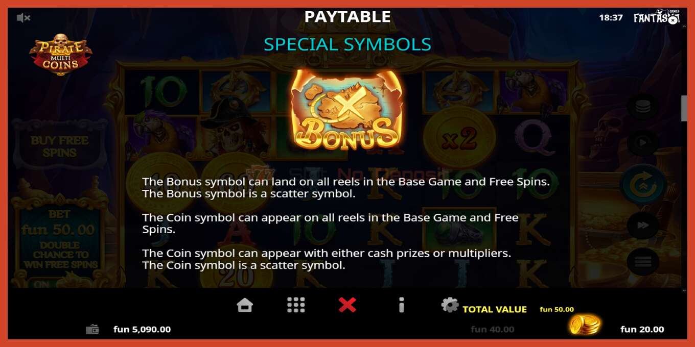 Tangkapan skrin slot: Pirate Multi Coins tiada deposit, nombor - 7