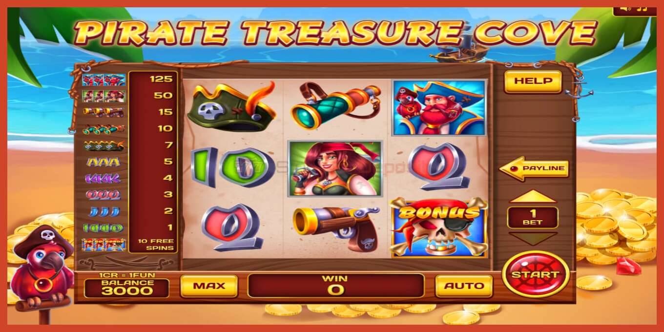 Slot screenshot: Pirate Treasure Cove 3x3 no deposit, number - 1