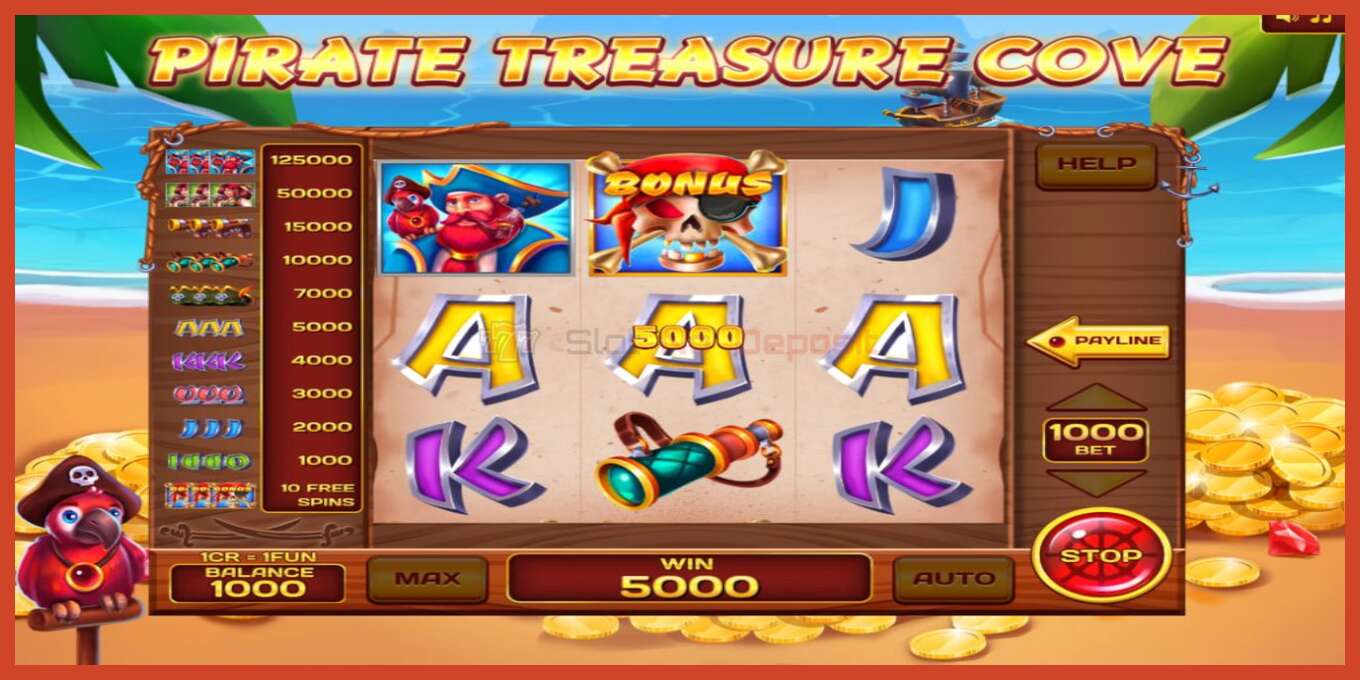 Slot screenshot: Pirate Treasure Cove 3x3 no deposit, number - 2