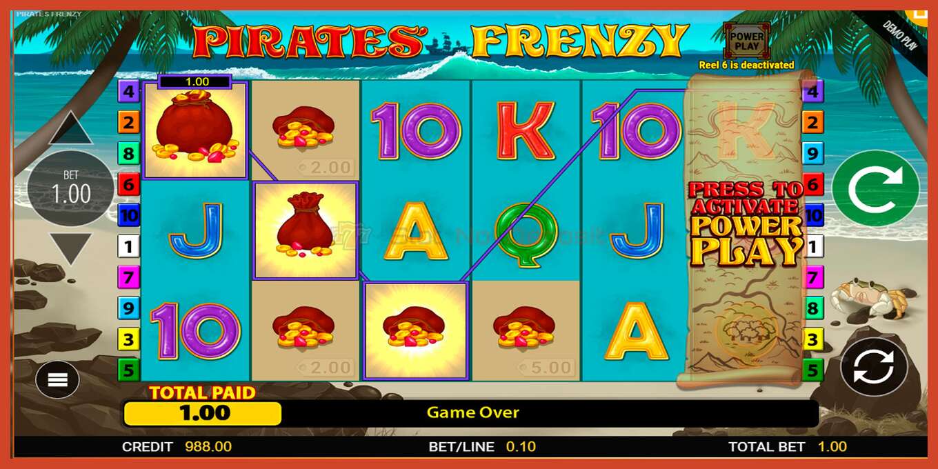 Slot screenshot: Pirates Frenzy no deposit, number - 3