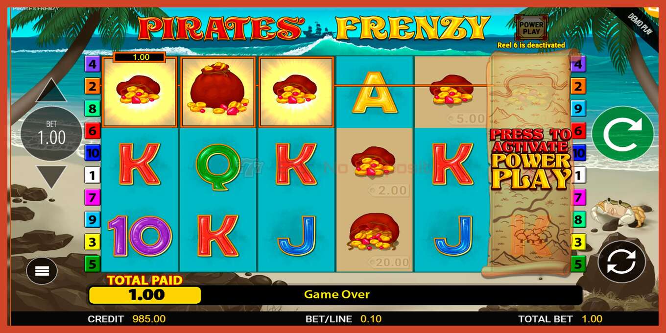 Slot screenshot: Pirates Frenzy no deposit, number - 4