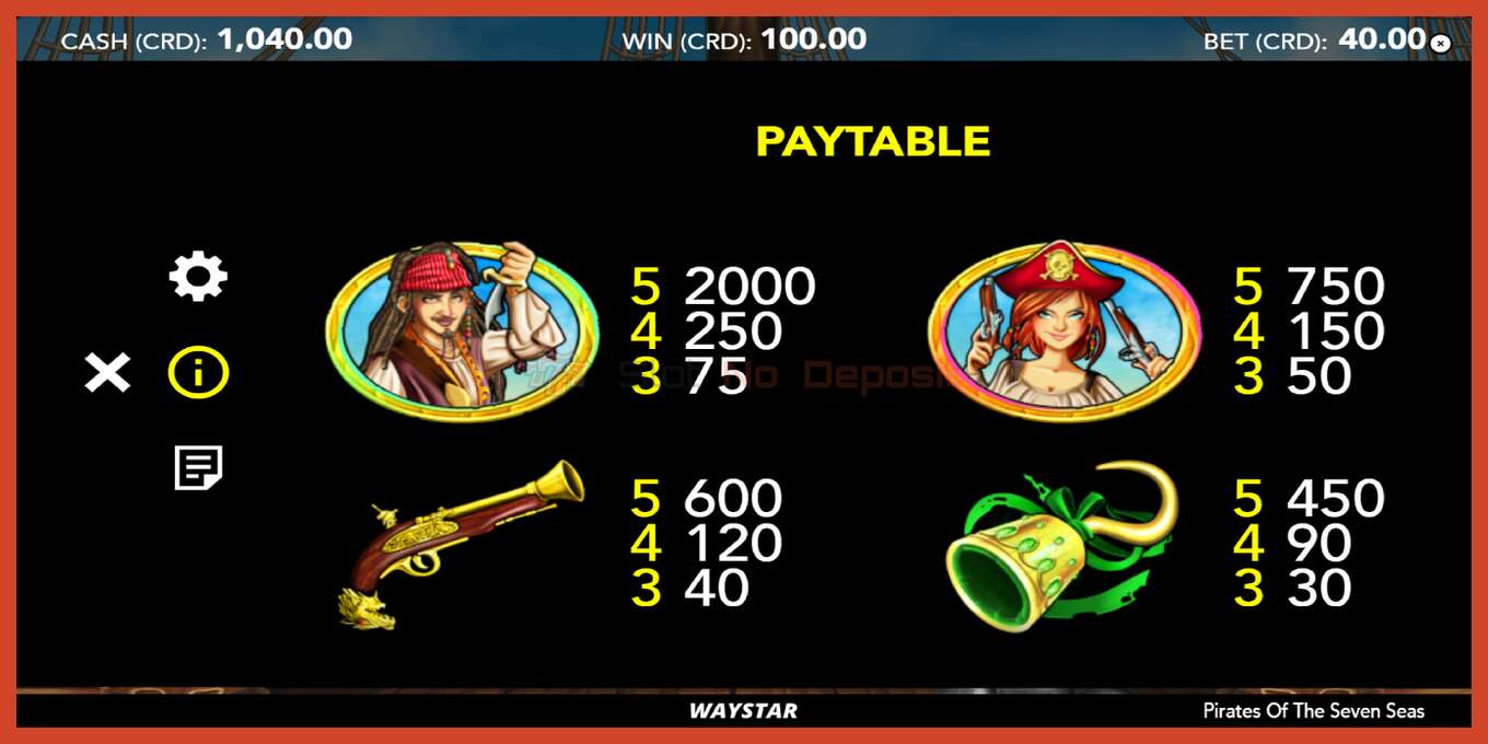 Slot screenshot: Pirates of the Seven Seas no deposit, number - 5