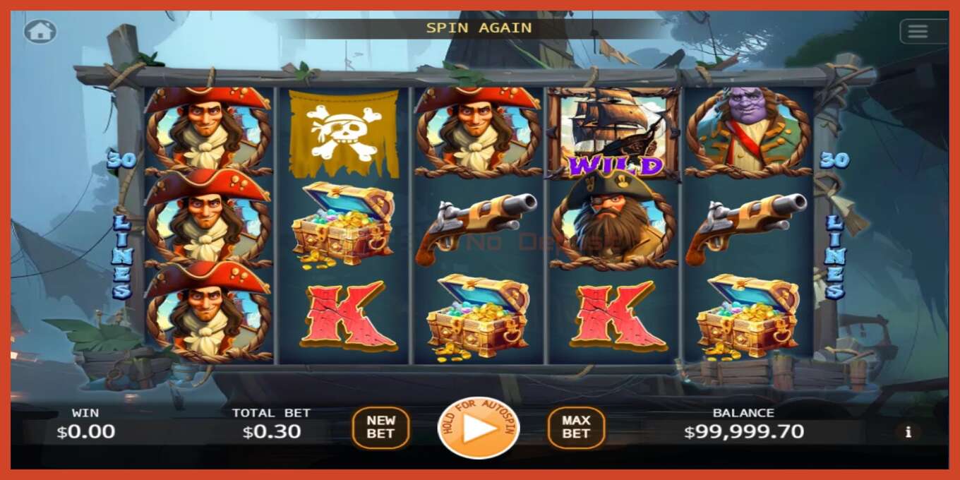 老虎机截图: Pirates Treasure Quest 没有押金, 数字 - 1