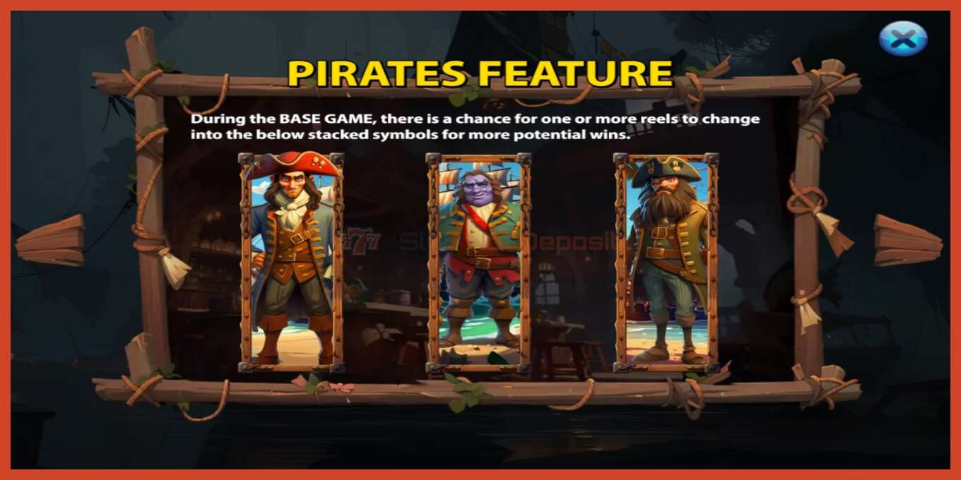 老虎机截图: Pirates Treasure Quest 没有押金, 数字 - 5