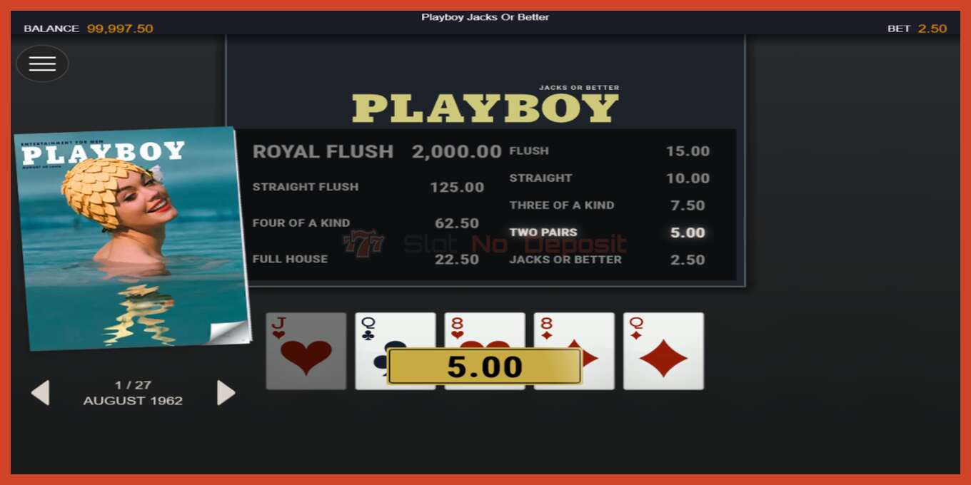 Slot screenshot: Playboy Jacks or Better no deposit, number - 3