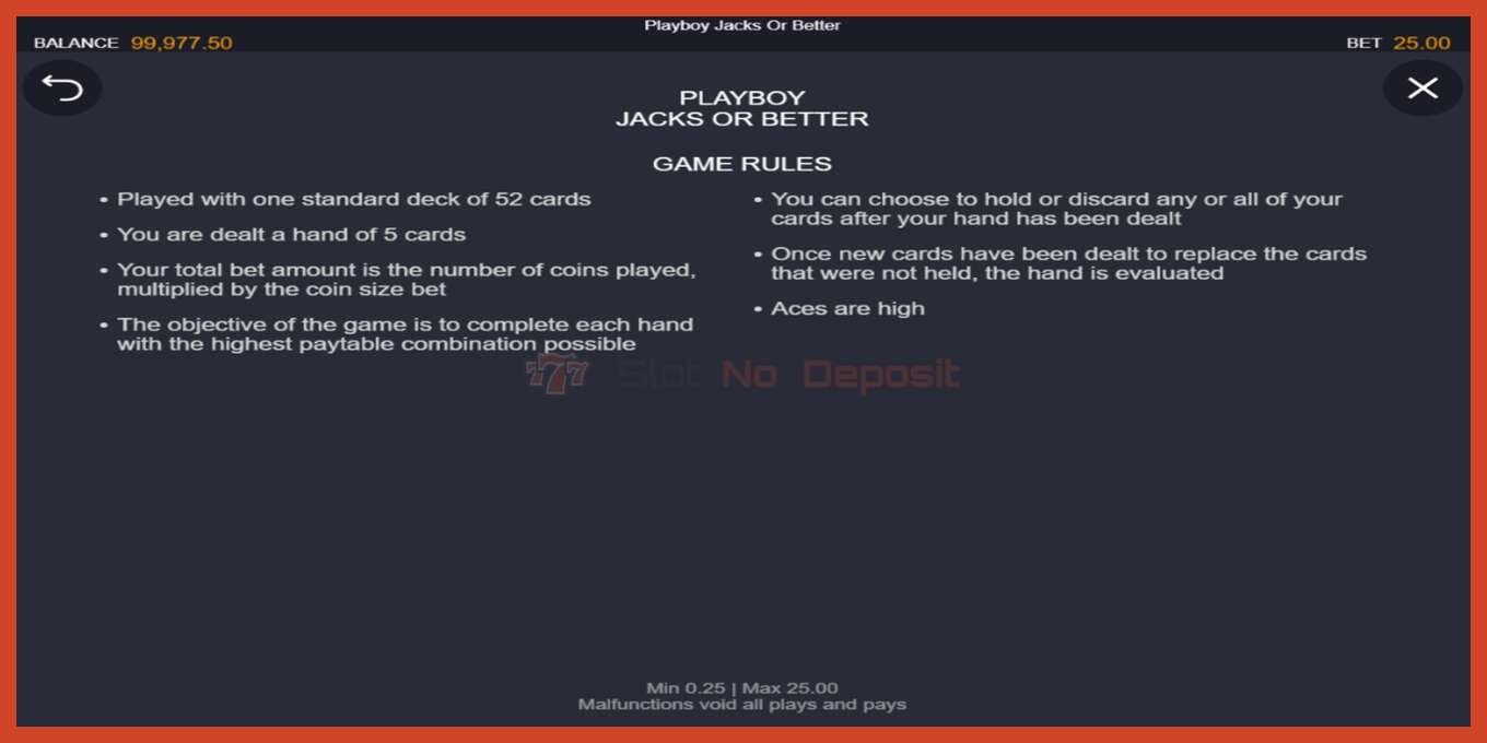 Slot screenshot: Playboy Jacks or Better no deposit, number - 5