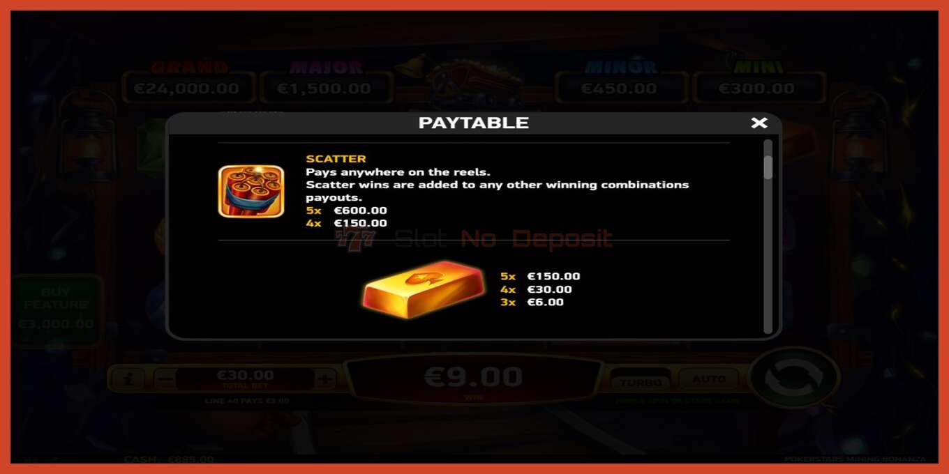 Slot screenshot: Pokerstars Mining Bonanza no deposit, number - 5