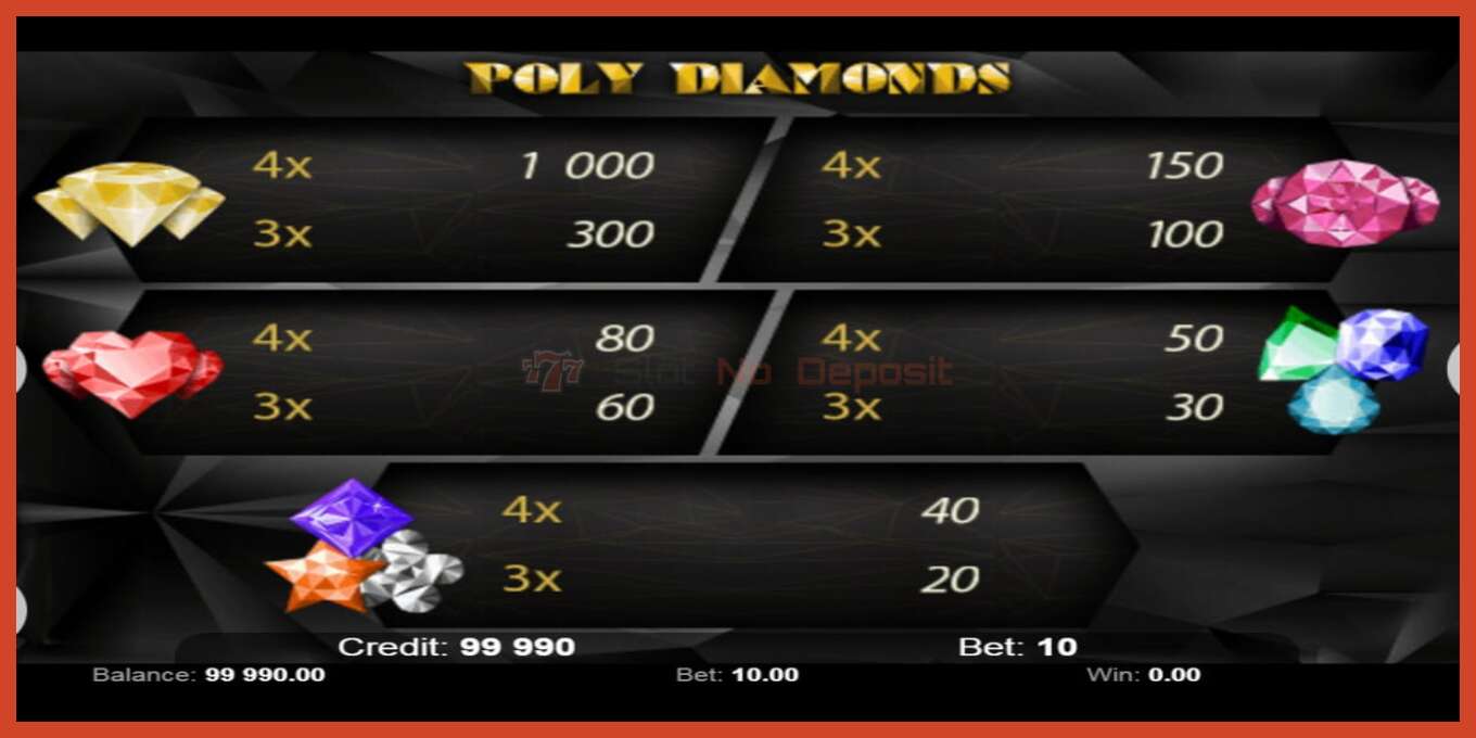 Slot screenshot: Poly Diamonds no deposit, number - 4