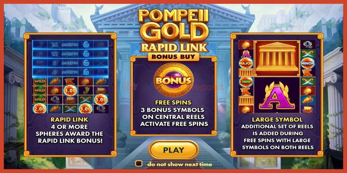 Անցքի սքրինշոթ: Pompeii Gold Rapid Link Bonus Buy ոչ ավանդ, համարը - 1