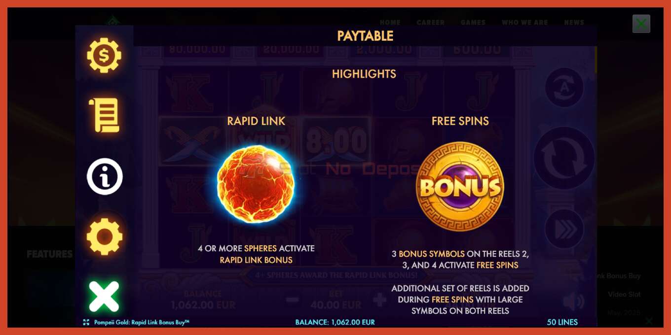 Անցքի սքրինշոթ: Pompeii Gold Rapid Link Bonus Buy ոչ ավանդ, համարը - 5