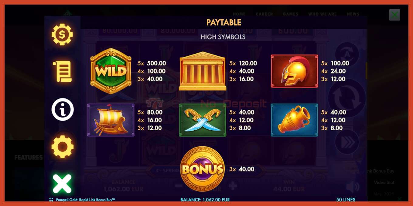 Անցքի սքրինշոթ: Pompeii Gold Rapid Link Bonus Buy ոչ ավանդ, համարը - 6