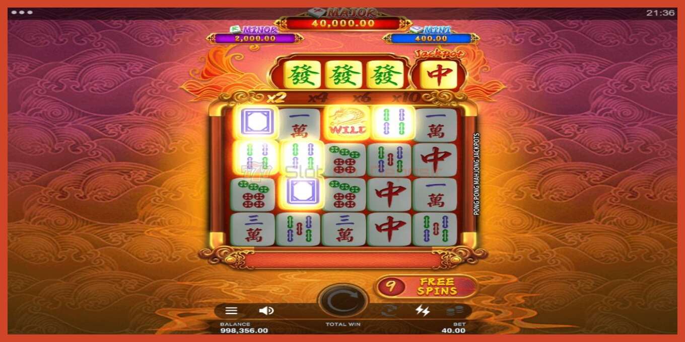 Slot pantaila-argazkia: Pong Pong Mahjong Jackpots gordailurik ez, zenbakia - 5