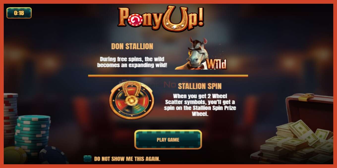 Slot screenshot: Pony Up no deposit, number - 1