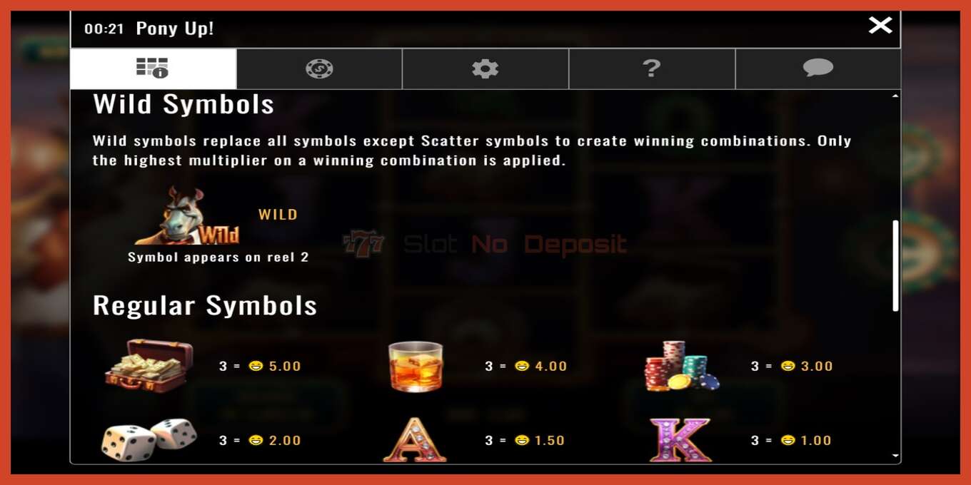 Slot screenshot: Pony Up no deposit, number - 5