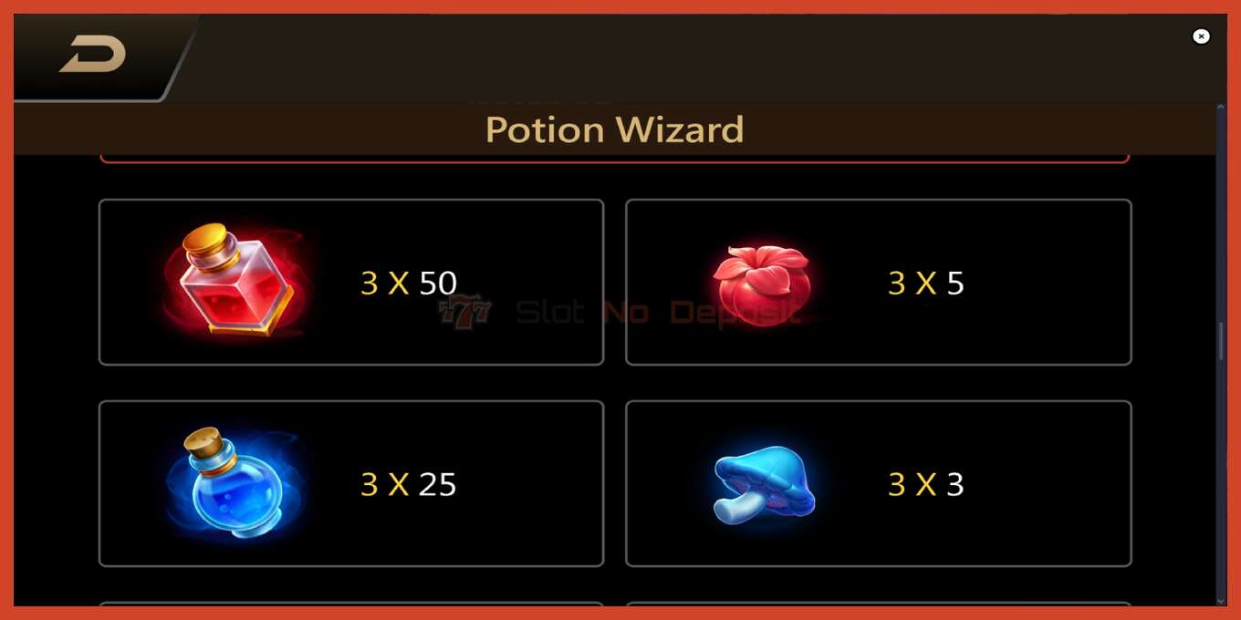 Slot තිර රුවක්: Potion Wizard තැන්පතු නැත, අංකය - 6