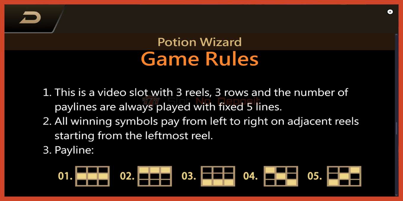 Slot තිර රුවක්: Potion Wizard තැන්පතු නැත, අංකය - 7